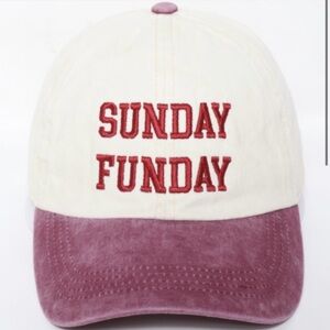 Sunday Funday Embroidery In Two Tone Baseball Cap- Burgundy
